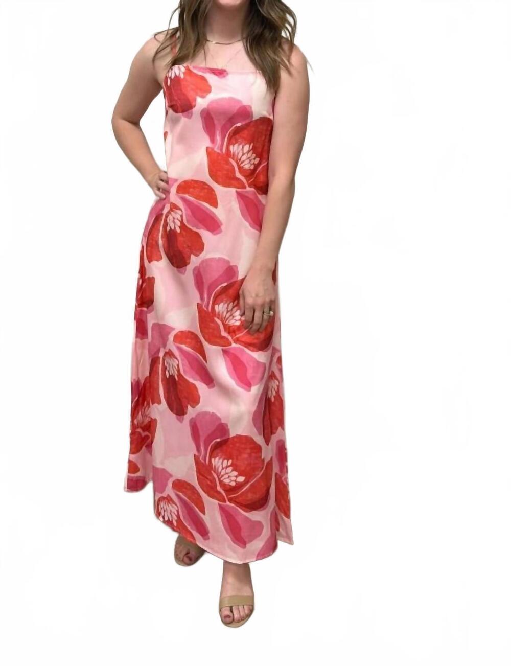 NEW SHOP SEVENDAY floral print strap linen maxi dress in pink